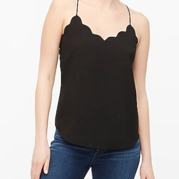 J. Crew Tops - J CREW BLACK SCALLOPED CAMI TANK